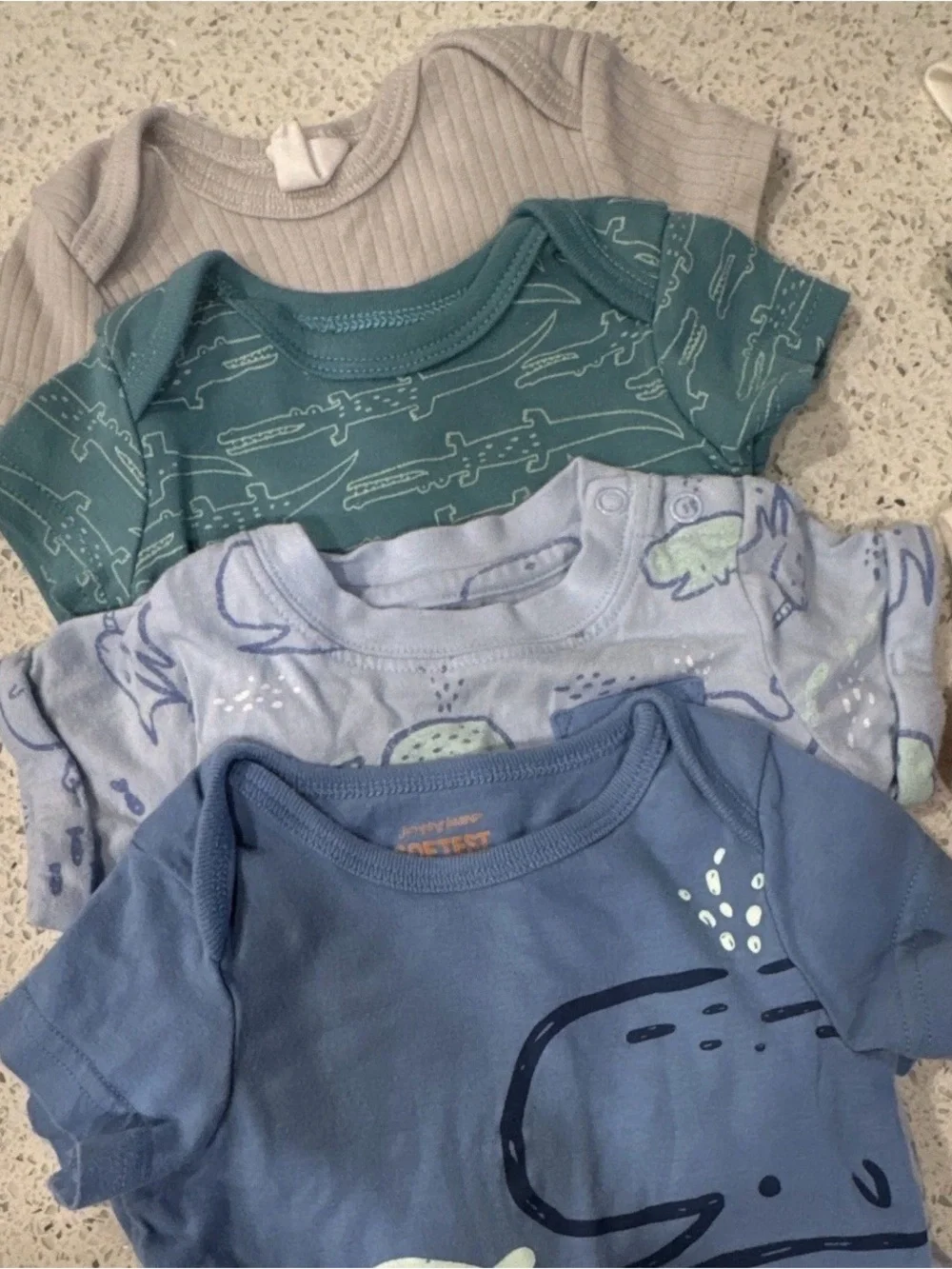 Carter's Blue, Teal, Green & Orange Baby One-Piece Bodysuit Set